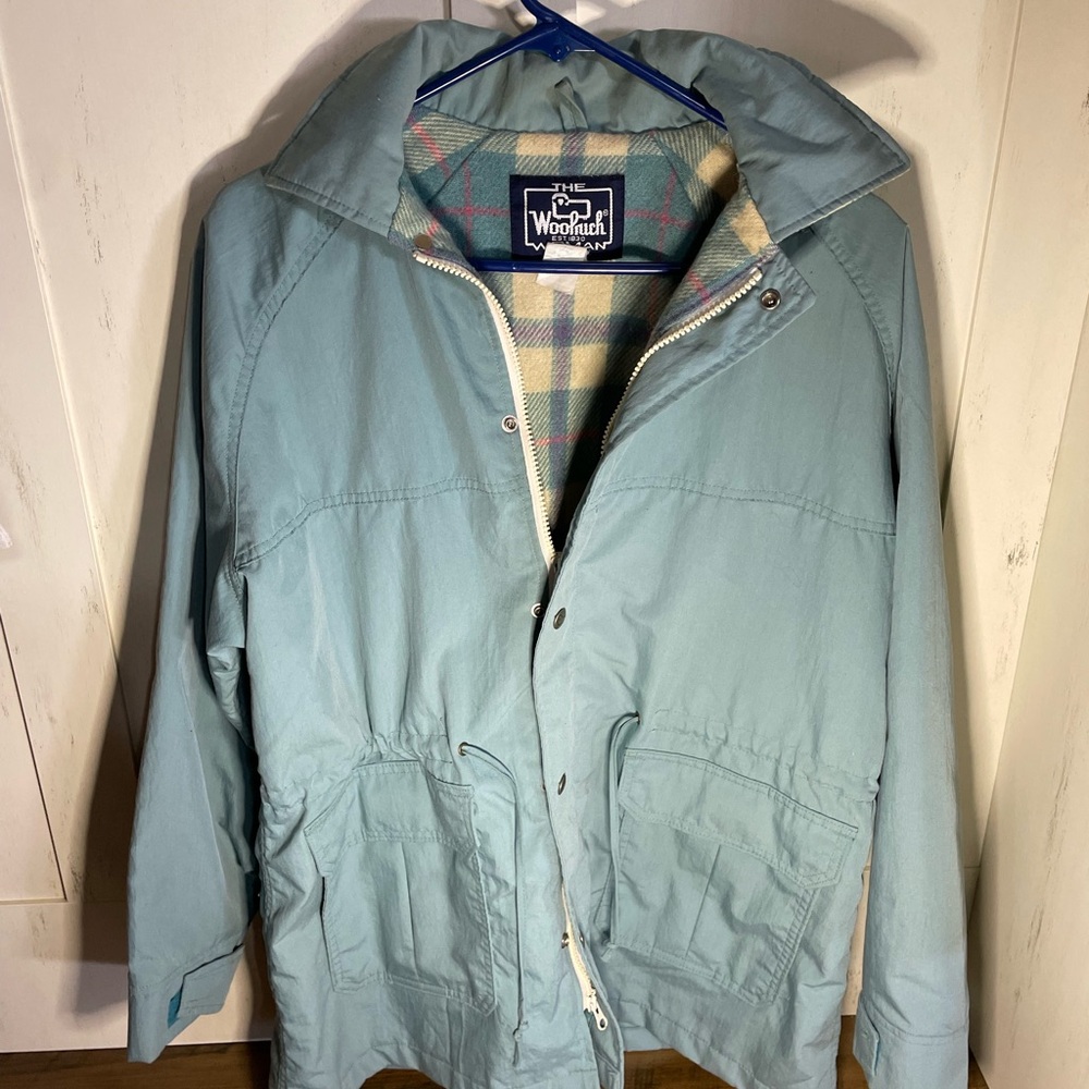 Vintage WOOLRICH Light Blue Women's Windbreaker spring coat fits like medium